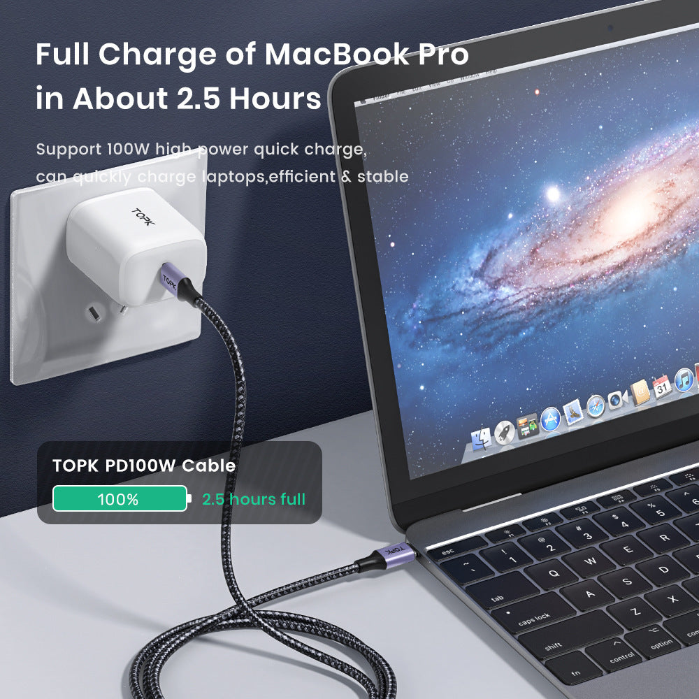PD100W Fast Charging Data Cable PD-Typec Male To Male