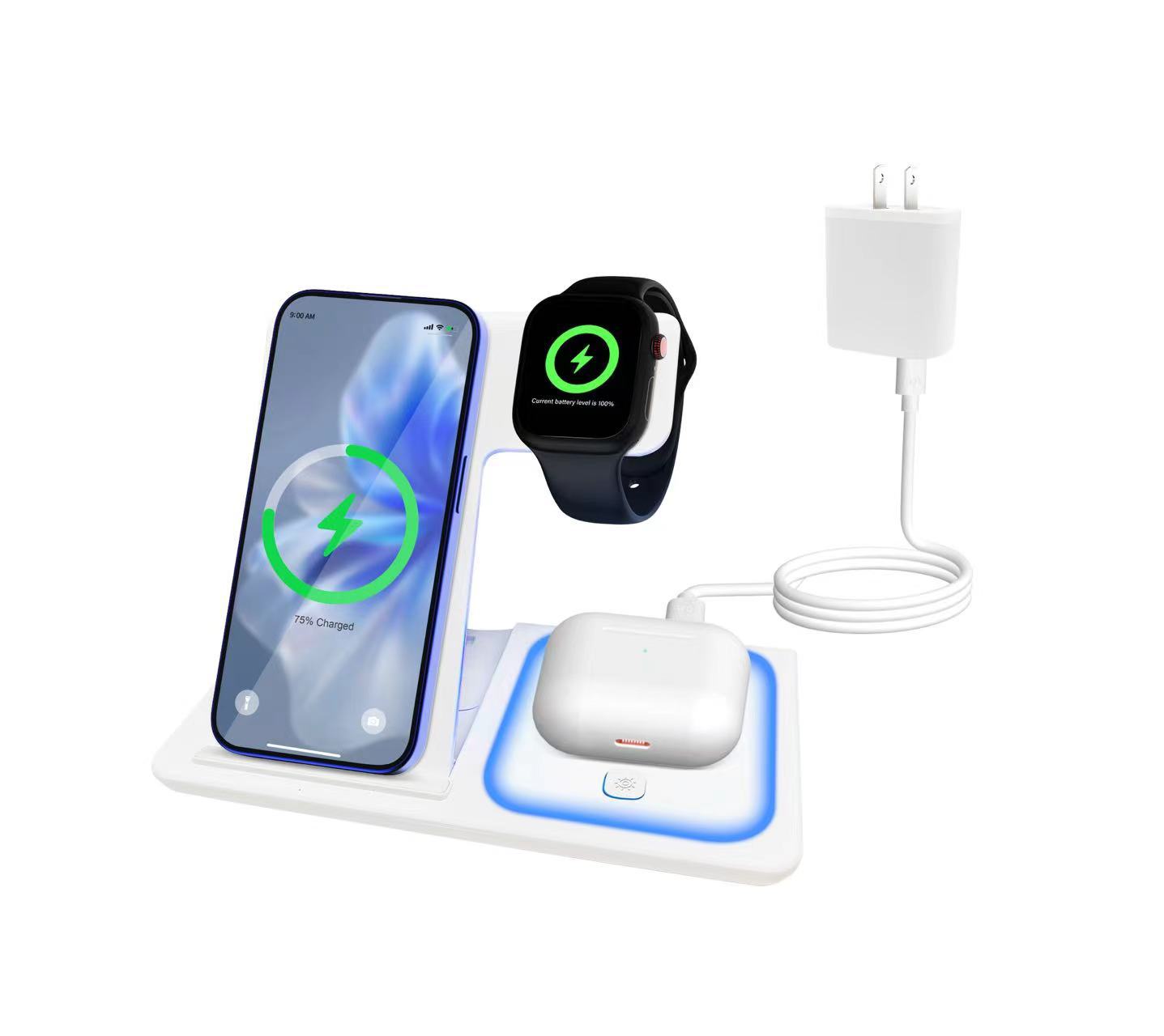 Multi-Functional Magnetic Folding Three-In-One Wireless Charger