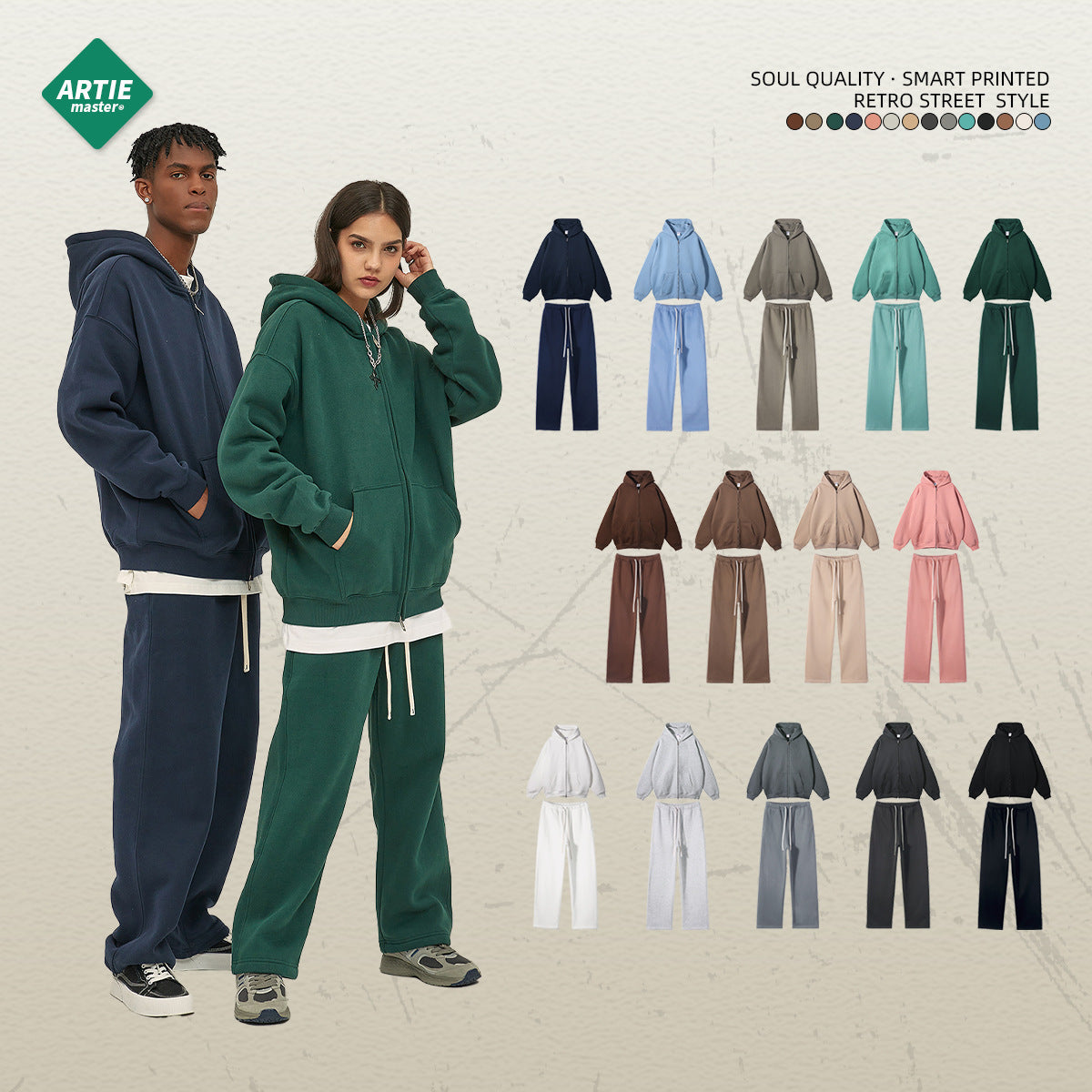 Zippered men's hoodie