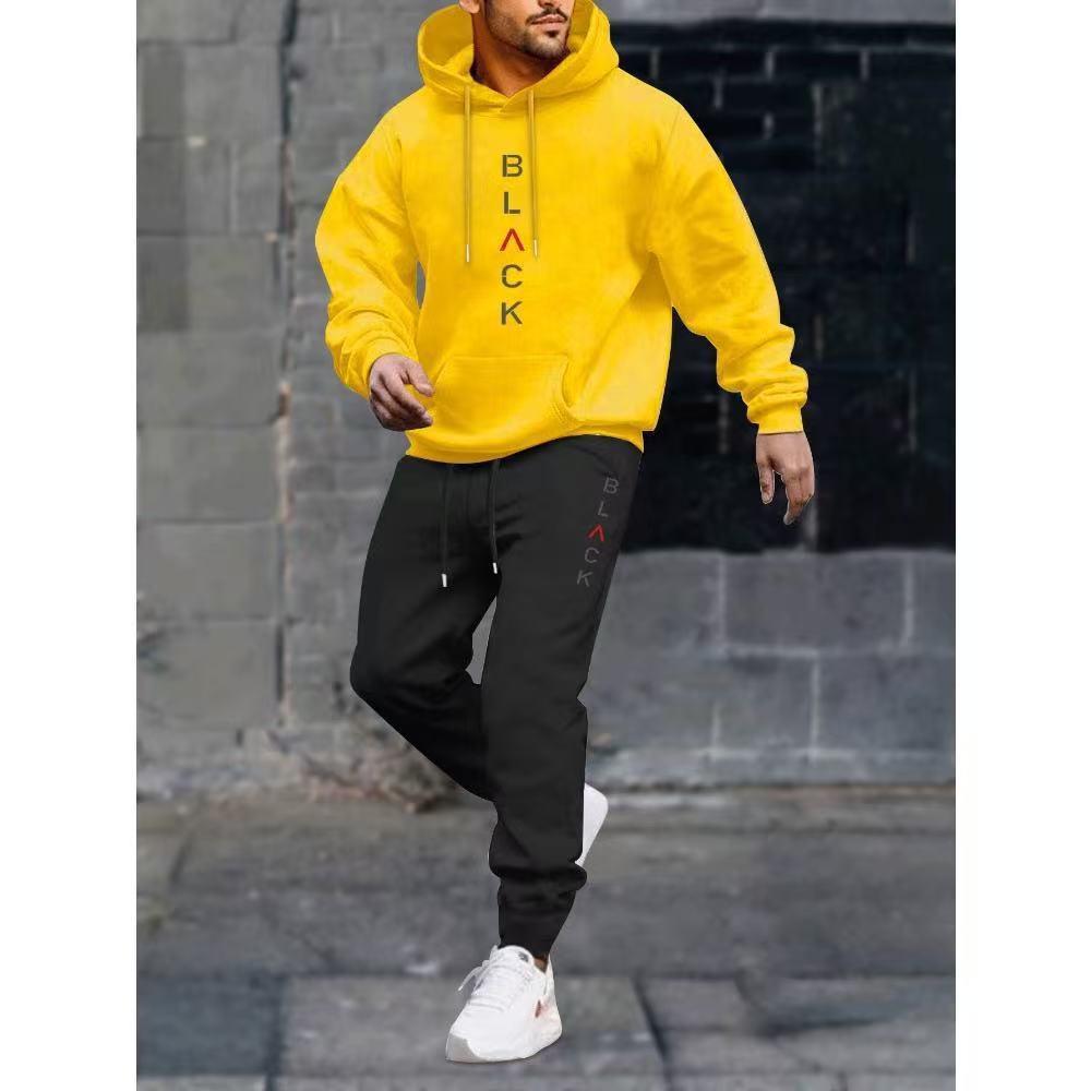 Men's casual fleece hoodie with letter print