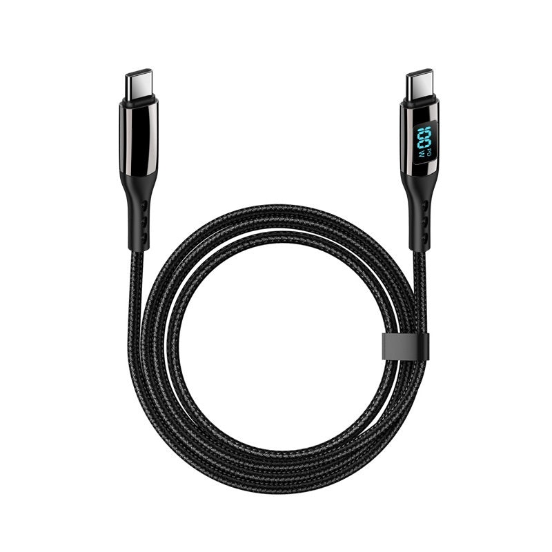 Double-headed TYPE-C Interface 5A Fast Charge PD Woven CtoC Digital Display Zinc Alloy Data Cable